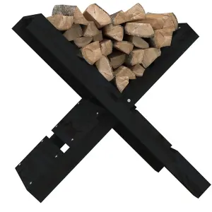 Berkfield Log Holder Black 47x39.5x48 cm Solid Wood Pine