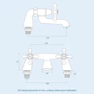 Sterling Traditional Bath Filler Mixer & Basin Tap Pack Inc. Retainer Bath Waste - Chrome