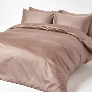 Homescapes Brown Organic Cotton Fitted Sheet 400 Thread count, Super King