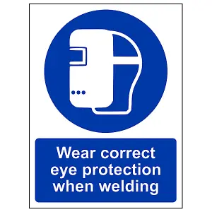 Wear Eye Protection Welding PPE Sign - Rigid Plastic - 300x400mm (x3)