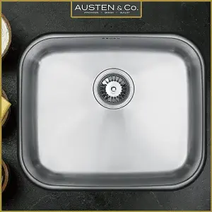 Austen & Co. Amalfi Large Stainless Steel Undermount Single Bowl Kitchen Sink, Lifetime Guarantee, Easy To Clean, Fast Delivery