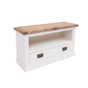 Cosenza Off White 1 Drawer TV Cabinet Brass Drop Handle