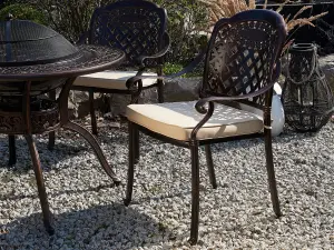 Set of 4 Garden Chairs with Cushions MANFRIA Metal Dark Brown