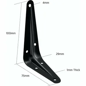 EAI - London Shelf Bracket - 100x75x29x1mm - Black - Pack of 10