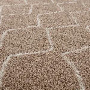 Moroccan Shaggy Beige Living Room Rug 820