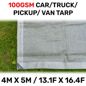 waterproof clear reinforced tarpaulin/builders tarp/camping ground sheet cover up (5m x 4m)