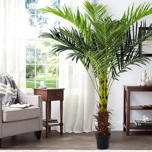 Artificial Plant Artificial Tree Indoor Outdoor Decorative Plant Fake Palm Tree in Black Pot H 180 cm