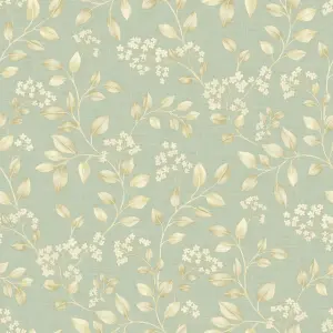 Grandeco Jasmine Leaf Trail Textured Wallpaper, Light Green