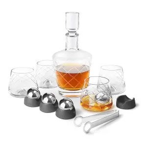 Original Products Final Touch 15 Piece Lead-Free Crystal Whiskey Decanter Set