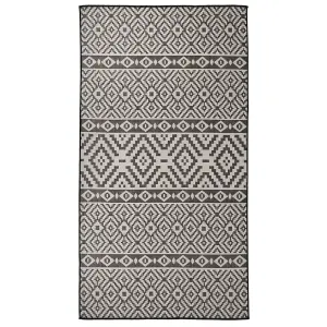 Berkfield Outdoor Flatweave Rug 80x150 cm Black Stripes