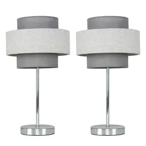 Bogaerts Metal Novelty Lamp (Set of 2) Dark Grey/Herringbone / Included