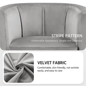 Yaheetech Grey Barrel-shaped Chair Accent Arm Chair Velvet Club Chair