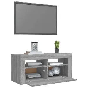 Berkfield TV Cabinet with LED Lights Grey Sonoma 90x35x40 cm