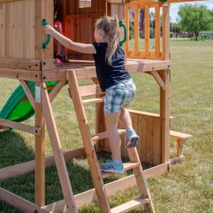 Backyard Discovery Montpelier Wooden Climbing Frame with 2 x Swings, Trapeze and 1 x Slide