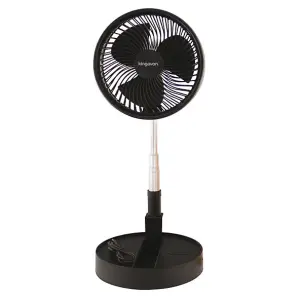 Black Cordless Portable folding Telescopic Desk Fan USB Rechargeable Battery Cooling