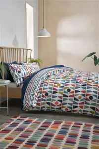 Next Multi Bright Geometric Cotton Rich Reversible Duvet Cover And Pillowcase Set - Multi Bright Geometric