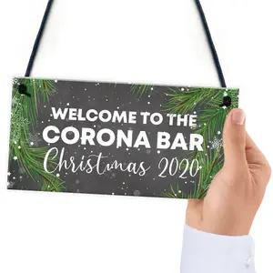 Welcome To The Corona Bar Sign Home Christmas Decor Home Bar Sign Lockdown Gift