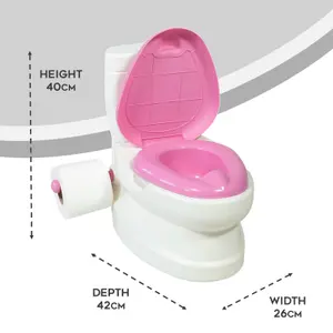 Kids Potty Training Toilet Seat with Flush Sound & Light Portable Easy Clean Removable Pot & Seat