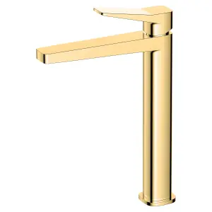 RAK Petit Tall Brushed Gold Modern Basin Tap Solid Brass