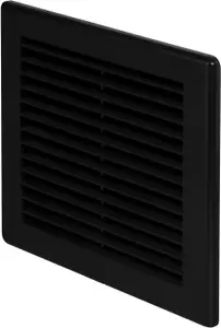 AirTech-UK Air Vent Grille Wall Ducting Plastic Cover Ventilation with Fly Screen/Mesh Black- 300X300mm