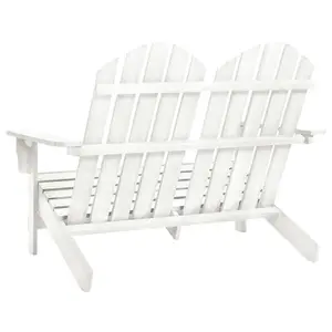 Berkfield 2-Seater Garden Adirondack Chair Solid Fir Wood White