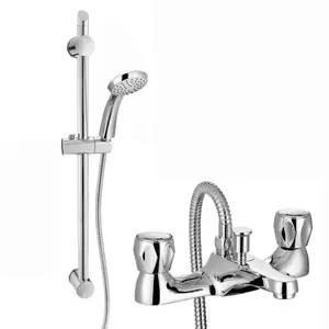 ENKI Quest Chrome Solid Brass Bath Shower Mixer Tap & Slider Rail BBT0261