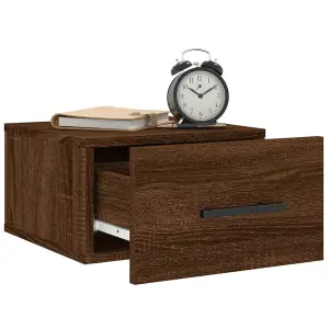 Berkfield Wall-mounted Bedside Cabinet Brown Oak 35x35x20 cm