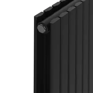 Rinse Bathrooms Vertical Radiators 1800x272mm Flat Panel Column Designer Radiator Black Double Radiators Central Heating