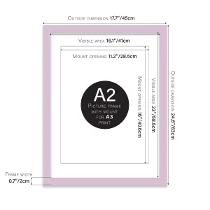 A2 Lilac Picture Frame With Mount for A3 (29.7 x 42cm - 11.7 x 16.5in) Poster, Photo, Artwork, or Print.