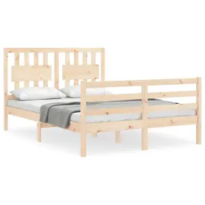 Berkfield Bed Frame with Headboard Small Double Solid Wood