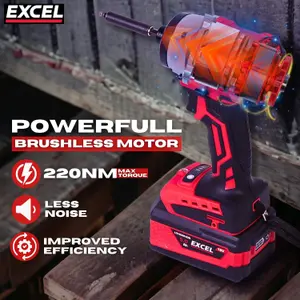 Excel 18V Cordless Brushless Impact Driver with 1 x 4.0Ah Battery & Charger