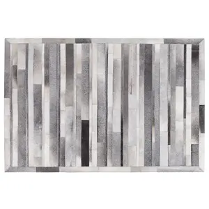 Cowhide Area Rug 140 x 200 cm Light Grey AZAY