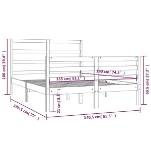 Berkfield Bed Frame Solid Wood Pine 135x190 cm 4FT6 Double