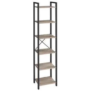 Lakesha Etagere Bookcase Greige/Black / 187.5cm H x 40cm W x 30cm D