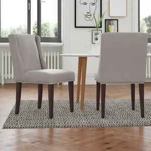 Philllip Solid Birch Upholstered Dining Chair (Set of 2) Taupe