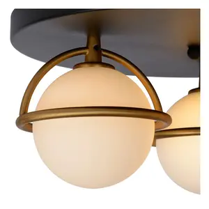 Lucide Isobel Classic Flush Ceiling Light Bathroom 38cm - 3xG9 - IP44 - Black