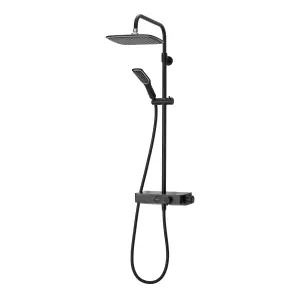 Triton Matt Black Brushed steel effect Rear fed Thermostatic Mixer Shower