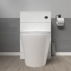 Nes Home Modern 500mm WC Unit & Rimless Round Back To Wall Toilet With Cistern