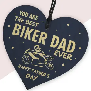 Red Ocean Motorbike Biker Bike Gift Fathers Day Gift for Dad Daddy Wooden Heart Hanging Sign