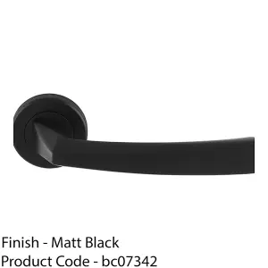 Premium Geometric Slim Door Handle Set - Matt Black Designer Lever Round Rose