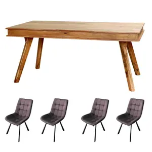 Indus Sheesham Wooden Medium Size Dining Table Set And 4 Chairs