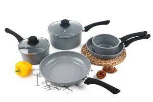 Durastone Forged Carbon Steel Grey 5 Piece Saucepan & Frying Pan  Set