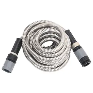 Berkfield Garden Hose with Spray Nozzle Silver 7.5 m Stainless Steel