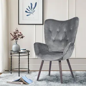 Garmon Velvet Armchair Grey