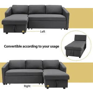 3 Seater Sofa Corner Sofa Bed with Storage Dark Grey