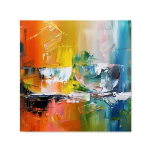 Impressionist's Palette: Colorful Abstraction Premium Glass Kitchen Splashback W600mm x H650mm