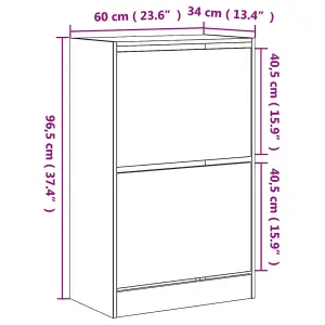 Shoe Cabinet Smoked Oak 60x34x96.5 cm Engineered Wood