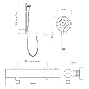 Aqualisa Sierra Gloss Chrome effect Rear fed Thermostatic Mixer Shower