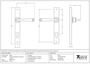 From The Anvil Aged Bronze Avon Slimline Lever Espag. Lock Set