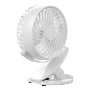 Hardys 3 Speed USB Rechargeable Clip On Cooling Portable Fan Desk Computer Pushchair - White